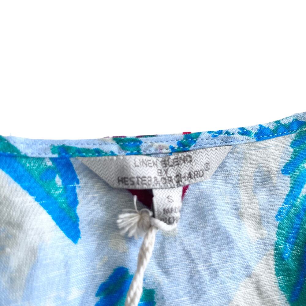 Hester & Orchard Anthropologie Blue Floral Paisley Linen Blend Blouse Small NWT - Picture 5 of 13